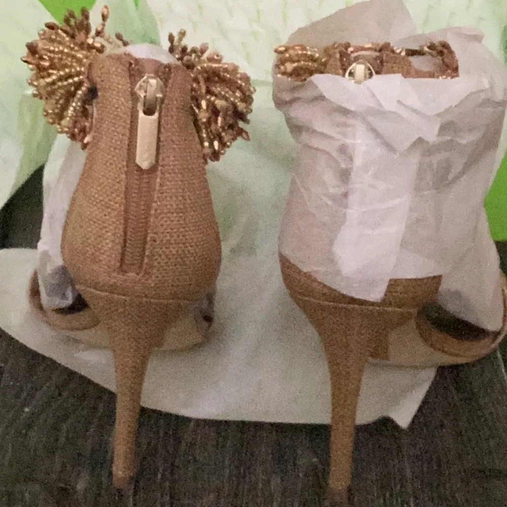 NIB Sam Edelman Size 8M Shoes Tan Raffia - Picture 4 of 7